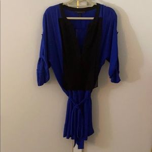 BCBG Royal blue romper with black